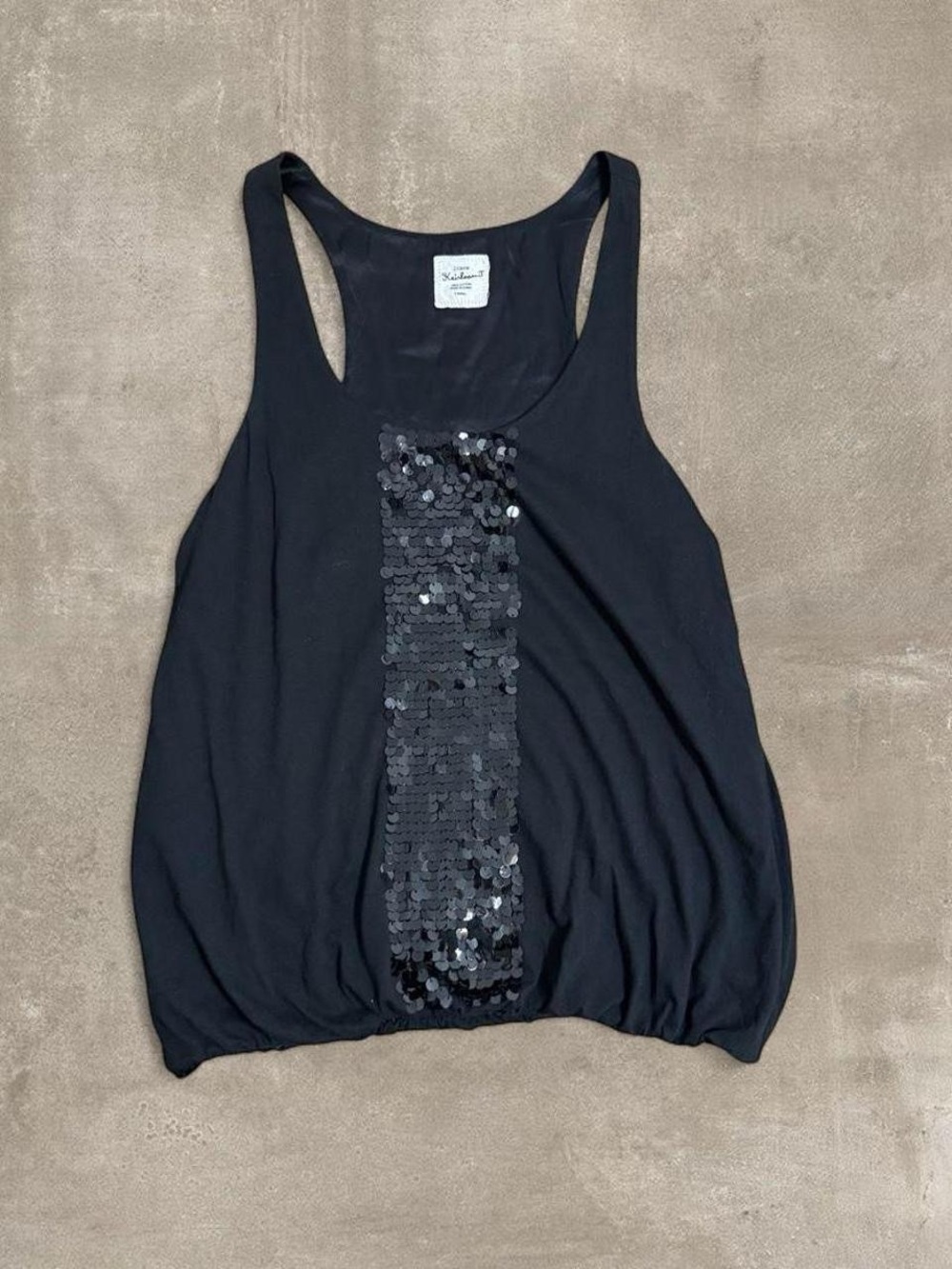 Y2K black bubble sequined babydoll tank top